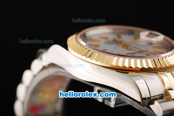 Rolex Datejust Automatic Movement White Dial with Gold Stick Markers and Gold Bezel-18K Gold Never Fade - Click Image to Close